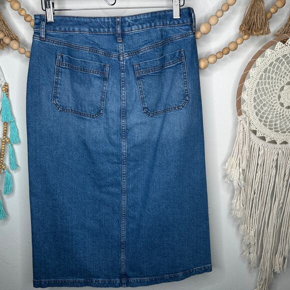 Loft Denim Button Down Midi Skirt - Picture 3 of 4